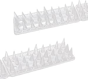 Bird Spikes,Clear 12 Pack,Bird Spikes for Outside to Keep Cats, Raccoons, Squirrels, Pigeons Away, Cat Spikes for Indoor & Outdoor Garden,11.8 Ft,Plastic Spike for Fences