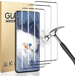 3 Pack Galaxy S21 Ultra Screen Protector, 9H Tempered Glass, Ultrasonic Fingerprint Support, 3D Curved Coverage,HD Clear Scratch Resistant for Galaxy S21 Ultra (6.8 Inch) Screen Protector