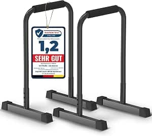 DH FitLife Dip Bar Bars | Dip Bar & Adjustable Dip Station 80-90 cm | Parallettes for Calisthenics & Strength Training | Stable & Safe | Indoor & Outdoor Fitness Equipment
