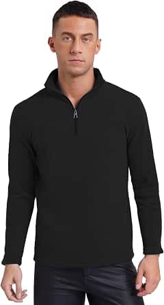Vxuxlje Men's Fleece Sweatshirt Made of Micro Fleece Warm with Half Zip Jacket Autumn and Winter