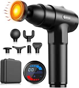 AERLANG Massage Gun with Heat,Percussion Massage Gun, Upgrade Muscle Handheld Deep Tissue Massager - Adjustable Heads for Muscle Groups 20 Speed Option,Mothers Day Gift for Mom Dad Men Women