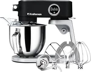 Stand Mixer All Metal - Heavy Duty Kitchen Standing Mixer 5.3 Quart with 4 Stainless Steel Attachments, DC Motor & Multifunctional Power Hub, 8-Speed & Timer, Lower Noise (Black)