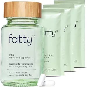 Fatty15 C15:0 Pentadecanoic Acid Supplement The Longevity Nutrient - 90 Vegan Capsules - 3X Cellular Benefits of Fish Oil EPA Omega 3 Supplements - Liver Support & Mitochondrial Health