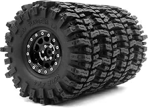 HOBBYSOUL 1.9 Beadlock wheels and tires 120mm Tall Soft Sticky 1.9 Mud Slingers T8 Tires & Aluminum Rims For RC 1/10 Crawler TRX4 SCX10 Gen8 Upgardes,HS700571