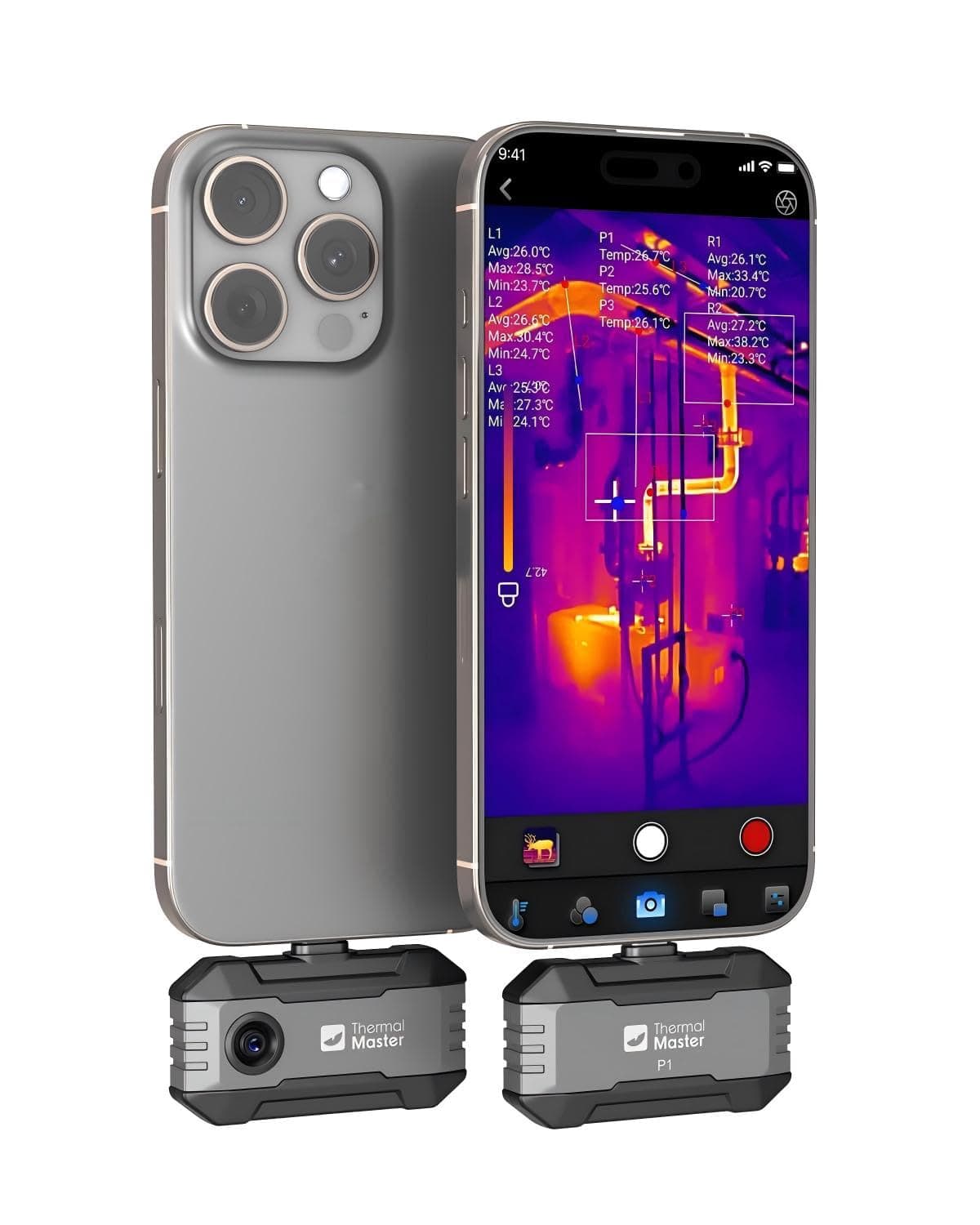 Thermal Master P1 Thermal Camera for iPhone & Android (USB-C), 320 x 240 X³ IR Resolution, Professional Thermal Imaging Camera -20°C to 600°C, Ideal for HVAC and Water Leak Detection - P1 Grey