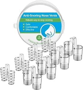 Pack of 8 Snoring Stoppers, Anti Snoring Nose Clip, Reusable Snoring Device, Silicone Snoring Stopper, Anti Snoring Nose Clip, Sleep Better (2 Styles 4 Sizes)