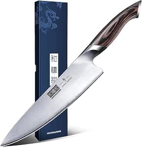 HOSHANHO Kitchen Knife in Japanese High Carbon Steel, High-Class Chef's Knife 8 inch Professional Cooking Knife, Non-Slip Ultra Sharp Knives with Ergonomic Handle