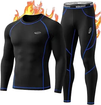 Thermal Underwear for Men Sweatsuits Long Johns Set with Fleece Lined Base Layer Top Bottom
