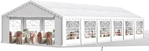 Sophia & William Party Tent 20x40 ft, Outdoor Canopy Carpas para Fiestas Heavy Duty, Large Waterproof Patio Event Wedding Tent White with Sidewalls Walls for Backyard