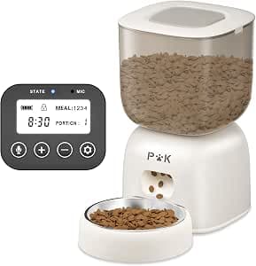 PUPPY KITTY Cady Automatic Cat Feeder, 3L Cat Food Dispenser with Voice Recording 10S, Battery Life up to 180 Days, 1 to 5 Meals