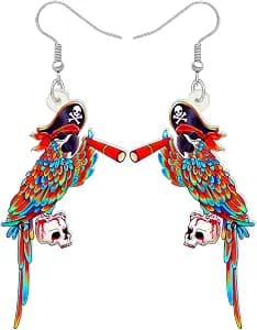 NEWEI Acrylic Halloween Pirate Skull Earrings Drop Dangle Accessories Charms Jewelry for Women Gifts