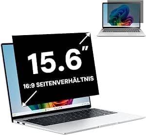 15.6 Inch 16:9 Laptop Privacy Film, Computer Monitor Privacy Filter and Anti-Glare Blue Light Filter, Removable 15.6 Inch Privacy Film and Scratch-Resistant Protective Film