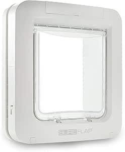 SureFlap Sure Petcare Large Electronic Chip Cat Flap for Cats and Small Dogs, Curfew, Compatible with Radio Frequency ID Tags and Microchips, White