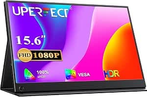 UPERFECT 15.6 Inch Portable Screen with Screen Matte IPS FHD 1080p, HDMI/Type-C Standard for Laptop/PC/PS5/Smartphone/Switch, Mobile Monitor with Protective Cover, VESA Compatible