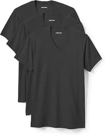 Lands' End Essentials Men's V-Neck T-Shirt 3 Pack - Premium Cotton Tee, Casual Regular Fit