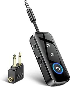 SONRU Bluetooth 5.3 Transmitter Receiver Jack, 2-in-1 Bluetooth Adapter Aeroplane Bluetooth Splitter with 3.5 mm Jack, Connects 2 Headphones, for TV, Airplane, Stereo, for Car