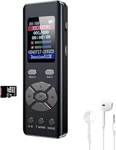 Digital Voice Recorder, 64G Mini Voice Recorder with MP3 Player, Portable Voice Activated Recorder for Meeting Interviews, Lectures, A-B Loop Playback, 1536Kbps HD Recording
