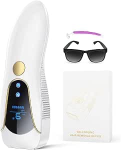Pulsed Light Hair Remover with Cooling Function, Laser Epilator with 999,900 Flashes, 9 Energy Levels, IPL Hair Removal for Face, Armpits, Legs and Bikini - Men and Women