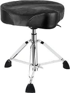 AKLOT Saddle Drum Throne, Hydraulic Druming Throne, Heavy Duty Seat, Height Adjustable Plush Chair, Motorcycle Style Drum Stool for Adults Drummers Grey