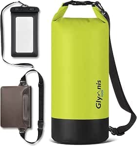 Glymnis Waterproof Bag 5L 10L 20L Dry Bag Waterproof Bag with Adjustable Shoulder Strap, Includes Waterproof Mobile Phone Case, Ideal for Boating, Fishing, Rafting, Swimming