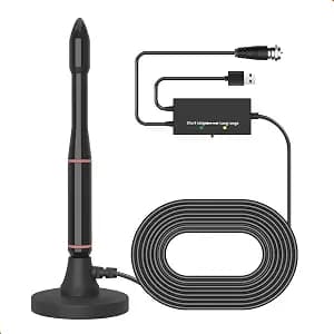 Antenna for Smart TV, TV Antenna Indoor for Local Channels, Long Range Digital Antenna for Old/HD TVs with Amplified Signal Booster, Easy to Install, Support 4K 1080p 16FT Coax Cable (Red)