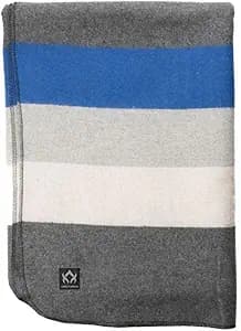 Arcturus Rainier Wool Blanket - 4.5lbs Warm, Heavy, Washable, Large | Great for Camping, Outdoors, Survival & Emergency Kits (White Blue Gray)