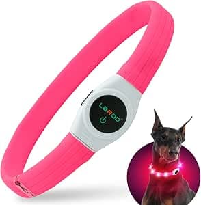 LaRoo LED Dog Collar, USB Rechargeable Night Safety Dog Collar, Luminous Collar for Small, Medium, Large and Longhaired Dogs, 3 Modes (65 cm x 2.5 cm)