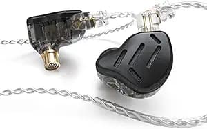 Linsoul KZ Zax 1DD+7BA Hybrid Driver HiFi in-Ear Earphones with Zin Alloy Shell, Detachable 2 Pin 0.75mm OFC Cable (Without Mic, Black)