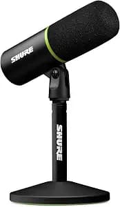 Shure MV6 Gaming Microphone – Dynamic USB Mic for PC Gaming & Streaming with Tap-to-Mute, Noise Cancellation, Desktop Stand & 3.5mm Headphone Monitoring, Black