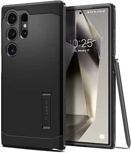 Spigen Case for Samsung Galaxy S24 Ultra Case: Tough Armor [Heavy Duty][Shock Resistant] for Samsung Galaxy S24 Ultra Case - Black