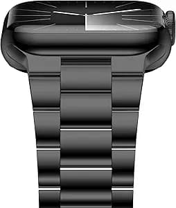 iiteeology Lightweight Stainless Steel Band Designed for Apple Watch Ultra 3 & Ultra 2, Series 1-11, 46mm, 45mm, 44mm, 42mm, Replacement iWatch Bands for Men & Women,Black