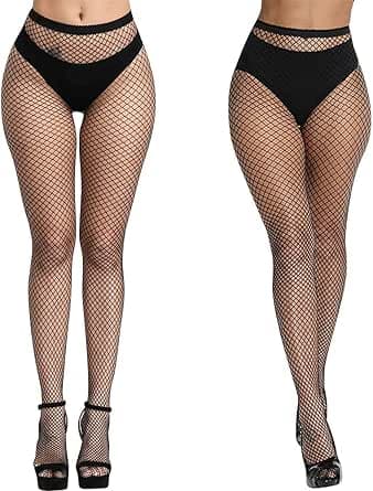 Aomig Fishnet Stockings, Black, Fishnet Stockings, Elastic, High Waist, Thigh High Stockings, Tights, Fashion Tights, Fishnet Stockings, Women's Fishnet Tights, Everyday Wear