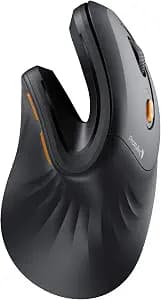 ProtoArc EM11 NL Wireless Ergonomic Vertical Mouse, Rechargeable, Black | 58° vertical design supports a natural wrist posture, connect 3 devices via Bluetooth/2.4G USB-A, 500mAh USB-C rechargeable.