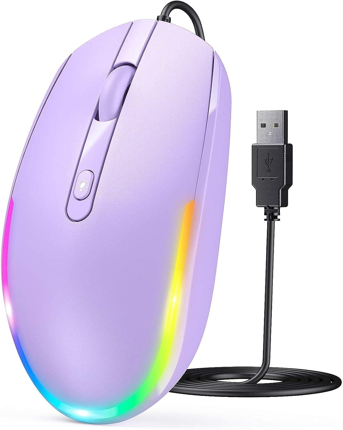 seenda Wired Mouse, RGB Backlit 1600 DPI Corded Mouse for Laptop/PC, Purple