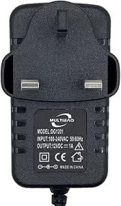 Multibao DC 12V 1A Power Supply Adaptor 12W Transformer UK PLUG for CCTV Camera, LED STRIP and Home Appliances, DC Jack 5.5 * 2.1mm (1pcs)
