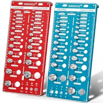 68 Nut and Bolt Thread Checker Standard and Metric,Bolt Size and Thread Gauge with 26 Standard & 26 Metric Bolt & 16 Drill Bit Gauge,Bolt Size Finder Bolt and Nut Identifier Gauge