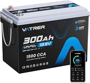VATRER POWER 12V 300AH LiFePO4 Lithium Battery with APP Monitoring