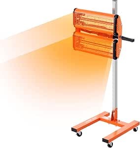 VEVOR Infrared Curing Lamp, 2200W 1-60min Time Setting, Car Curing Lamp with Automatic Heating and Bracket, 47.6 Sq ft Baking Area, Spray Baking Cabin Heaters, Paint Dryer
