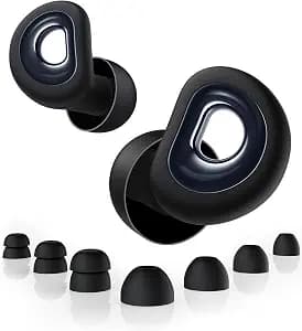Ear Plugs for Sleeping 55dB Noise Cancelling Ear Plug with 7 Tips, 0.1Oz UltraComfy Ear Plugs for Noise Reduction for Concerts, Side Sleeper, Focus, Snoring, Silicone Reusable Earplug with Case Black