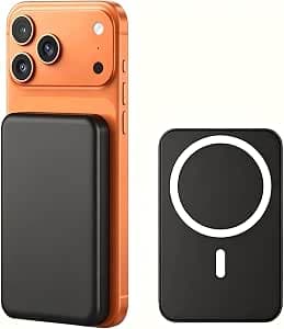 External Battery 10000 mAh, Magnetic Wireless Power Bank Induction, 20 W Quick Charge USB C Input & Output, Portable Charger Powerbank Compatible with iPhone 17 16 15 14 13 12 Series Samsung iPad