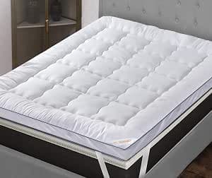Thick Mattress Topper Double Bed 4 Inch/10cm - Extra Deep, Soft and Breathable Double Mattress Toppers - Microfiber Doubles Bed Topper with Strong Elastic Bands Up To 40cm (137x190+10cm)