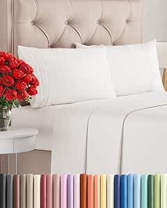 King 4 Piece Sheet Set - Comfy Breathable & Cooling Sheets - Hotel Luxury Bed Sheets for Women & Men - Deep Pockets, Microfiber, Extra Soft and Wrinkle Free Sheet - Antique White Oeko-Tex Bed Sheets