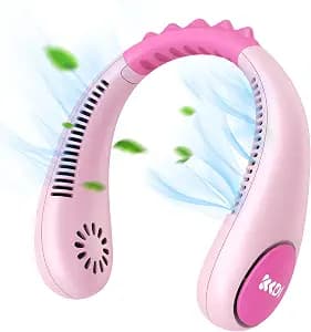 Kids Neck Fan, Portable Bladeless Fans for Kid 4-14Y Girls & Boys, 2600mAh USB Personal Mini Cooling Fan for Travel/Camping/Study, 4 Speeds, Lightweight, Compact, Perfect Summer Gifts for Kids