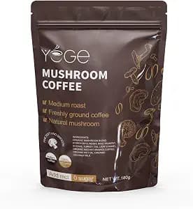 Mushroom Coffee, Instant Mushroom Coffee with Cordyceps, Reishi, King Trumpet, Shiitake, Turkey Tail, Lions Mane for Energy, Focus, Positive Mood & Immune Support (30 Servings)