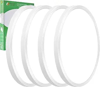 4PK 15.8 Inch LED Flush Mount Ceiling Light, 32W, 3480LM, 3000K/4000K/6000K CCT Selectable, Round Flat Panel Light Low Profile Ceiling Light Fitures for Hallway, Kitchen, Bedroom, Laundry Room