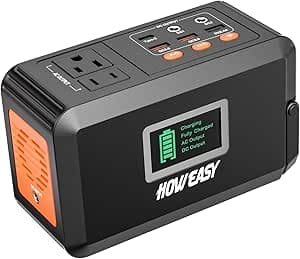 HOWEASY Portable Power Station,120W(240W Peak) Solar Generator,88Wh Lithium Battery Power with 110V AC Outlet/DC/USB/LED Light for Outdoor Camping Trip Hunting Emergency(Solar Panel Optional)