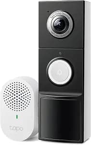 Tapo 2K+ Wired or Battery Powered Smart Video Doorbell with Chime - 180° Field of View, Person/Vehicle/Package Detection, Ring Call, 2-Way Audio, Subscription-Free Local Storage or Optional Cloud,D225