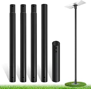 11FT Starlink Pole Mount,1.9" Diameter Thickened Outdoor Heavy Duty Galvanized Steel Weather Station Mounting Pole,with Bottom Fixed Bracket,Universal Size Suitable for Starlink Pipe Adapter, Black