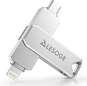 MFi 256GB USB C Flash Drive for iPhone and Android, iPhone 3 in 1 External Memory Stick, USB 3.0 Flash Drive, USB-C Pendrive for Photos and Videos (Silver)