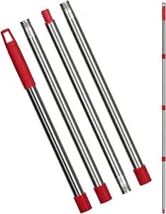 Qulable Spin Mop Replacement Handle - 4-Section 30" to 58" Mop Handle Replacement Stick Compatible with O-Ceda Spin Mop, EasyWring Mop Handle for Floor Cleaning(Mop Head&Base not Include) (Red)